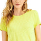 Camiseta feminina com franzido lateral da INC International Concepts, amarela, tamanho PL
