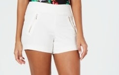 Shorts feminino Thalia Sodi com bolso e zíper, branco, tamanho extragrande