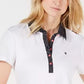 Vestido polo feminino Tommy Hilfiger com gola de bolinhas, branco, tamanho extragrande