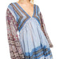 Túnica Aliyah estampada feminina Free People, azul, tamanho X-S