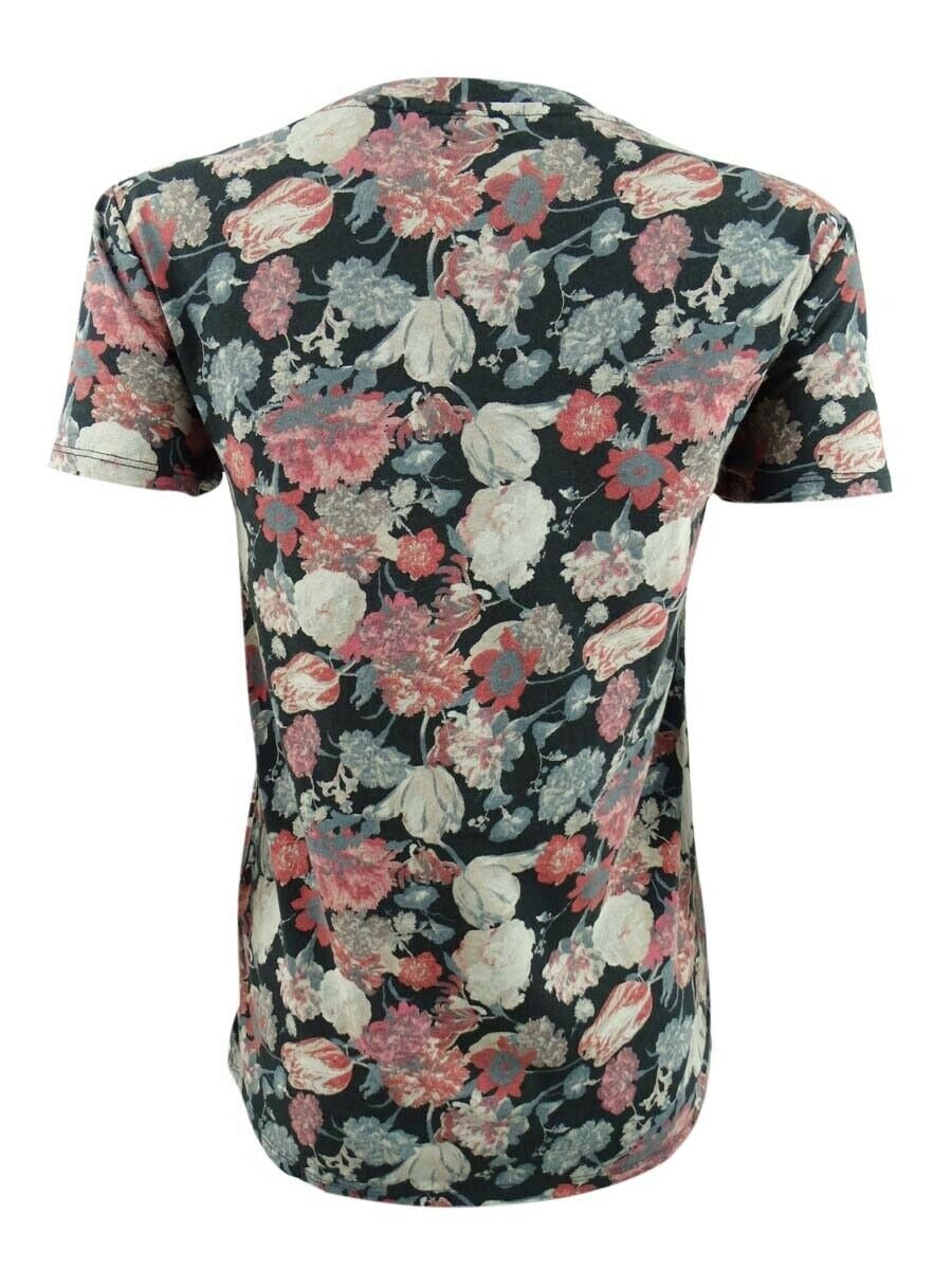 Camiseta feminina estampada de algodão Lucky Brand, preta, vários tamanhos, média