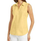 Camisa feminina sem mangas Charter Club Cotton Piquet, amarela, tamanho 12