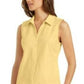 Camisa feminina sem mangas Charter Club Cotton Piquet, amarela, tamanho 12