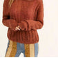Blusa feminina de manga comprida e decote redondo Free People, marrom, tamanho pequeno