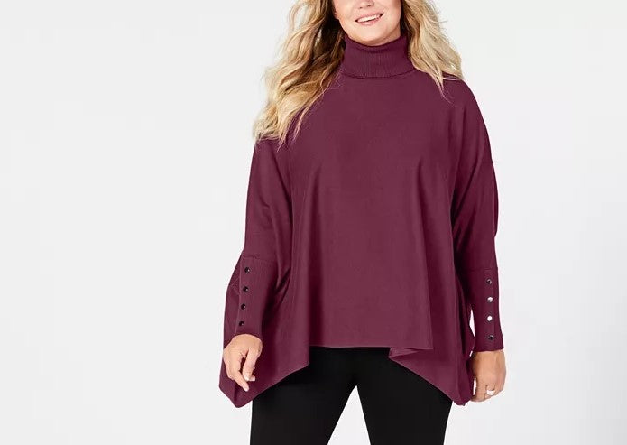 Poncho de gola alta Alfani feminino plus size vermelho tamanho 0X