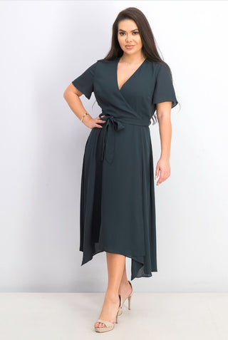 Vestido envelope feminino Alfani com bainha de lenço, verde, tamanho 10