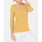 Blusa feminina Karen Scott de algodão com manga 3/4, amarela, tamanho X-S