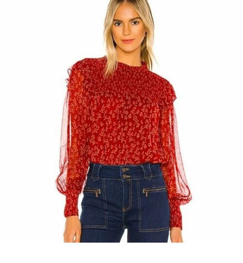 Blusa Roma Feminina Free People em Vermelho Berry Comb Tamanho P