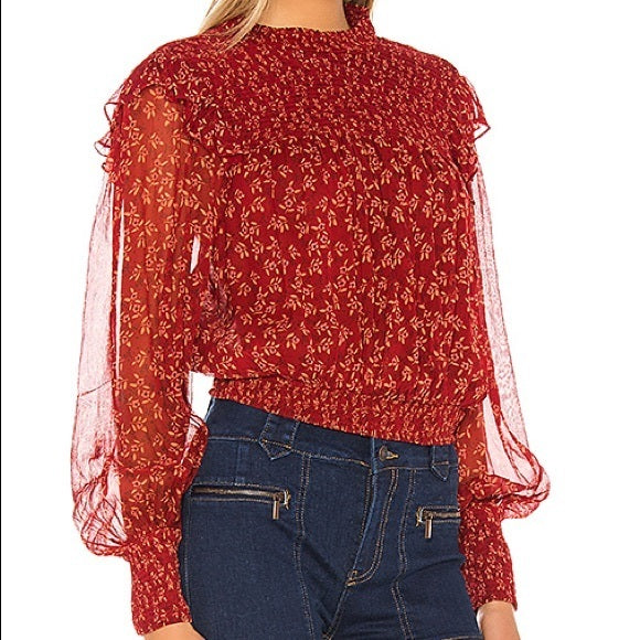 Blusa Roma Feminina Free People em Vermelho Berry Comb Tamanho P