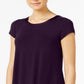 Camiseta Alfani Feminina com Acabamento em Cetim Roxa Tamanho P