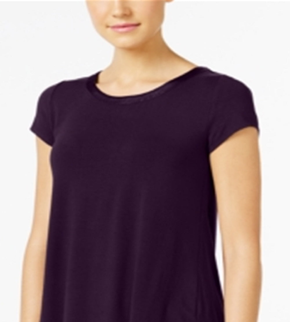 Camiseta Alfani Feminina com Acabamento em Cetim Roxa Tamanho P