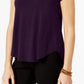 Camiseta Alfani Feminina com Acabamento em Cetim Roxa Tamanho P