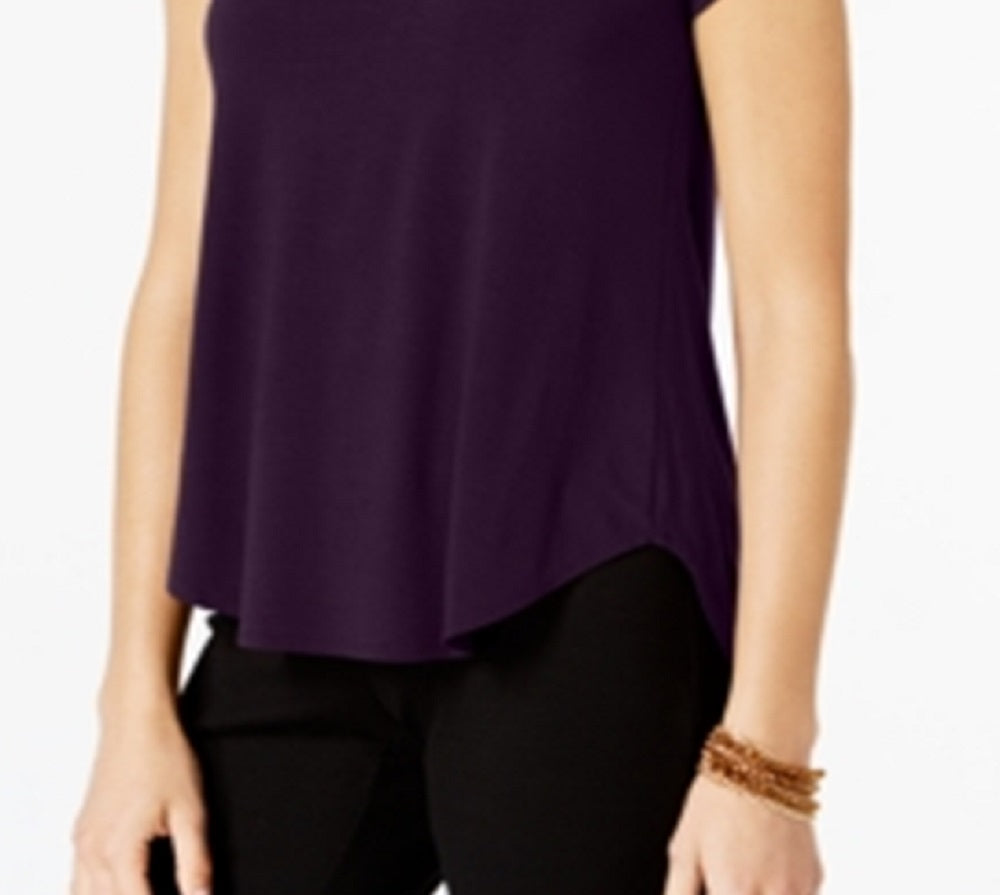 Camiseta Alfani Feminina com Acabamento em Cetim Roxa Tamanho P