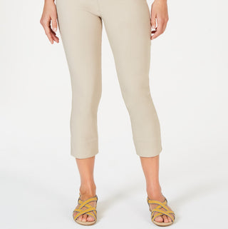 Calça Capri Chelsea Pull On Tummy Control Feminina Charter Club Bege Tamanho 14