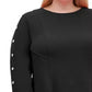 Vestido Tommy Hilfiger Feminino Plus Size com Mangas Botões e Ajuste Flare, Preto, Tamanho 20W