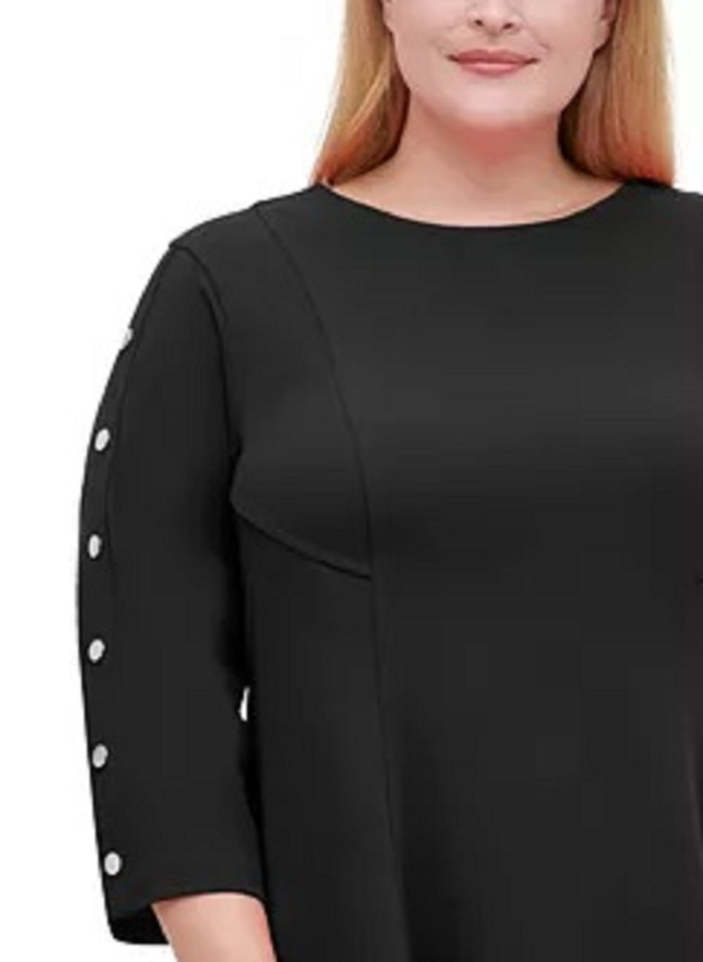 Vestido Tommy Hilfiger Feminino Plus Size com Mangas Botões e Ajuste Flare, Preto, Tamanho 20W