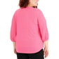Blusa feminina plus size com manga balão bordada, rosa, tamanho 2X, da NY Collection