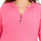 Blusa feminina plus size com manga balão bordada, rosa, tamanho 2X, da NY Collection