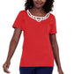 Karen Scott Top Feminino de Algodão com Acabamento em Treliça Vermelho Tamanho P