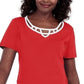 Karen Scott Top Feminino de Algodão com Acabamento em Treliça Vermelho Tamanho P