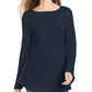 Suéter de malha feminino com babados e bainha estilo &amp; co, azul, tamanho extragrande