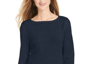 Suéter de malha feminino com babados e bainha estilo &amp; co, azul, tamanho extragrande