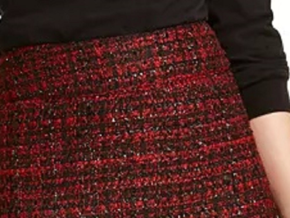 Minissaia de tweed metálico feminino Maison Jules, vermelha, tamanho 2