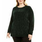 Suéter de malha chenille feminino Karen Scott, verde, tamanho pequeno GG