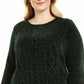 Suéter de malha chenille feminino Karen Scott, verde, tamanho pequeno GG