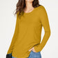 Blusa feminina texturizada de manga comprida e decote redondo da INC International Concepts - Amarelo, tamanho pequeno