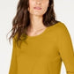Blusa feminina texturizada de manga comprida e decote redondo da INC International Concepts - Amarelo, tamanho pequeno