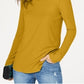 Blusa feminina texturizada de manga comprida e decote redondo da INC International Concepts - Amarelo, tamanho pequeno