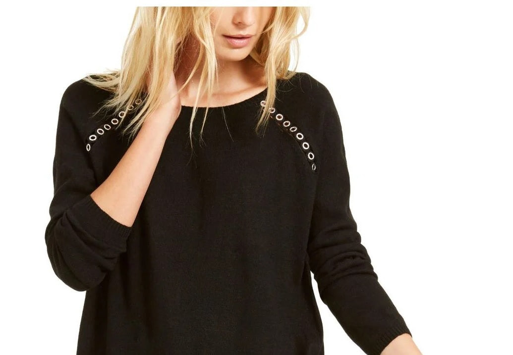 Suéter Peekaboo Grommet Feminino da INC International Concepts, Preto, Tamanho XX-Grande