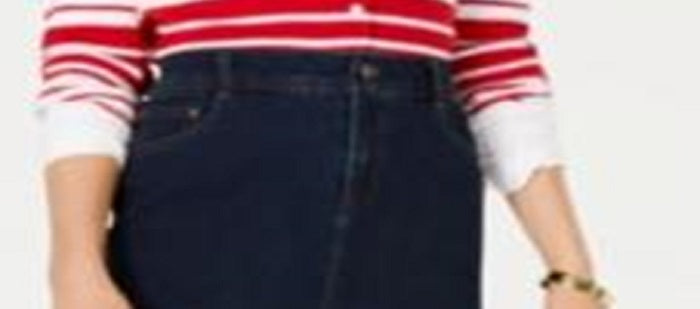 Saia jeans feminina Charter Club com controle de barriga, azul, tamanho 14