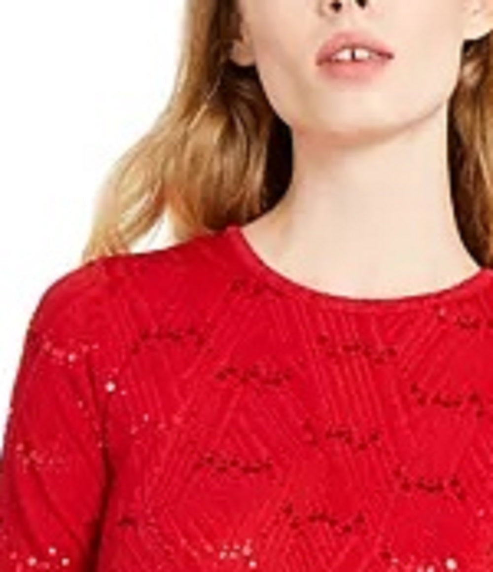 Vestido texturizado com lantejoulas Michael Kors feminino, vermelho, tamanho extragrande