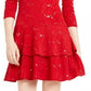 Vestido texturizado com lantejoulas Michael Kors feminino, vermelho, tamanho extragrande