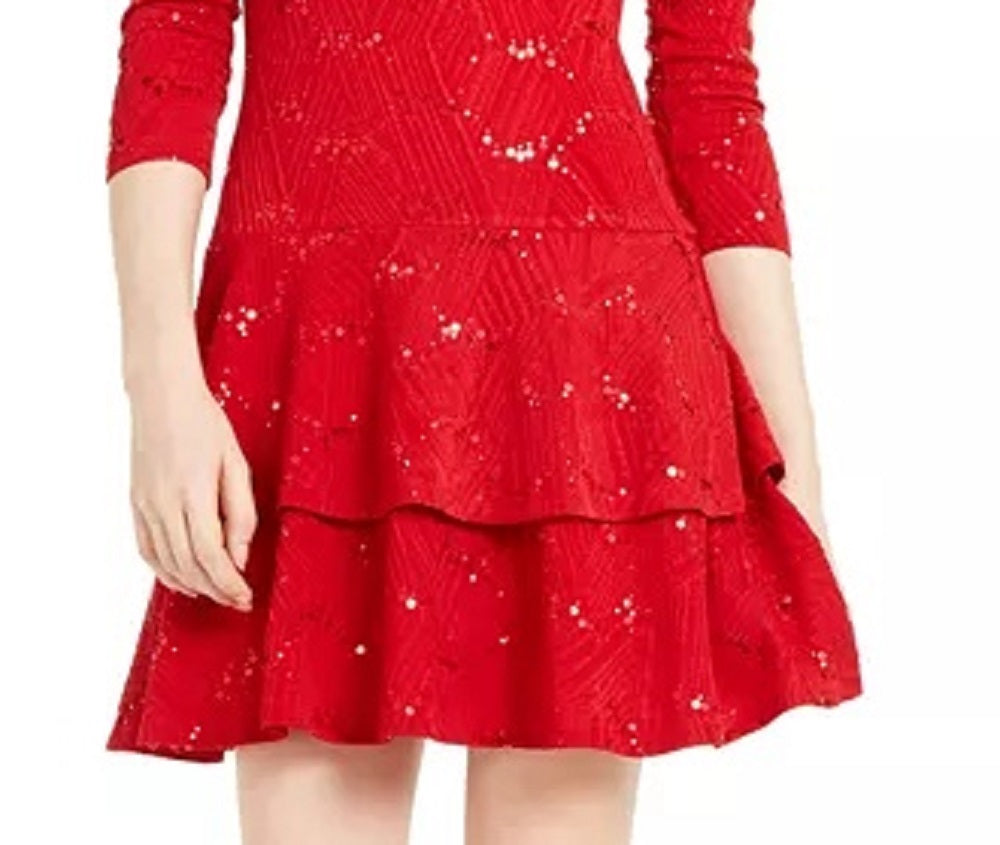 Vestido texturizado com lantejoulas Michael Kors feminino, vermelho, tamanho extragrande