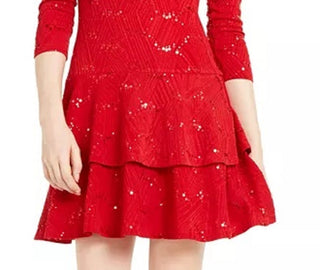 Vestido texturizado com lantejoulas Michael Kors feminino, vermelho, tamanho extragrande