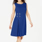 Vestido feminino com ilhós e cintura alta, tamanho P/M, azul, da coleção JM
