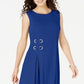 Vestido feminino com ilhós e cintura alta, tamanho P/M, azul, da coleção JM