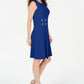 Vestido feminino com ilhós e cintura alta, tamanho P/M, azul, da coleção JM