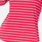 Top feminino listrado com decote aberto Charter Club, rosa, tamanho pequeno GG