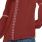Blusa feminina INC International Concepts com acabamento em ilhós, estilo camponês, vermelho escuro, tamanho pequeno