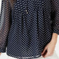 Tommy Hilfiger Blusa Feminina Manga Longa Bayview Dot Pintuck Azul/Branco Tamanho Grande