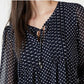Tommy Hilfiger Blusa Feminina Manga Longa Bayview Dot Pintuck Azul/Branco Tamanho Grande