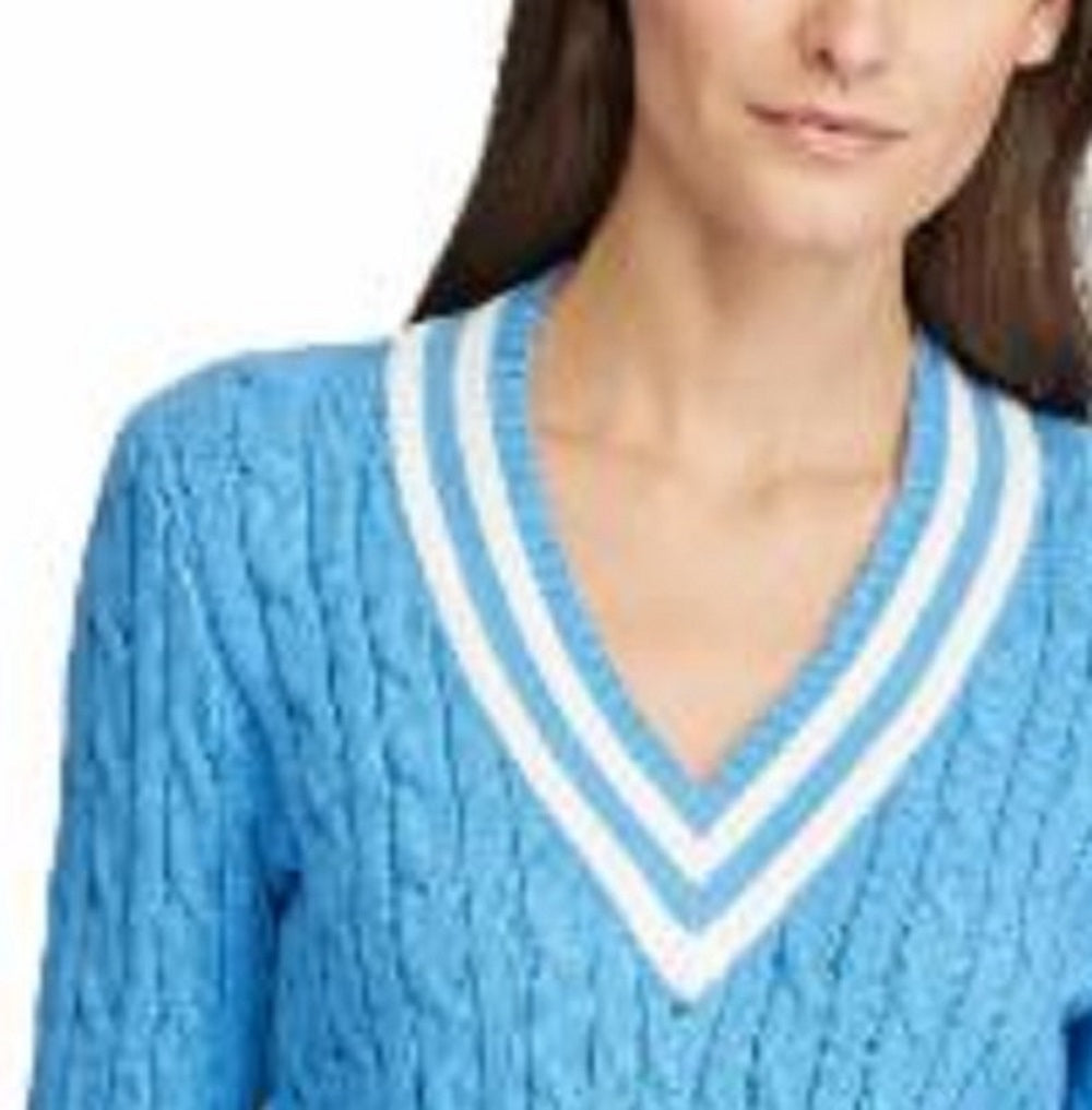 Suéter Ralph Lauren Feminino Manga Longa Gola V Azul Tamanho X-G