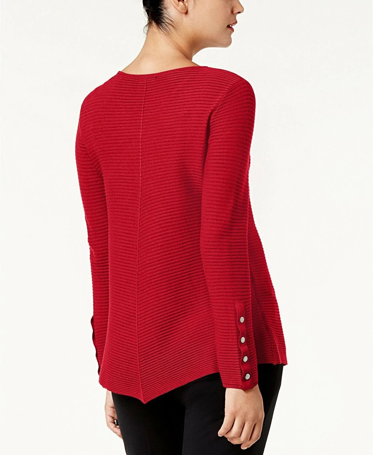 Suéter Alfani Feminino com Detalhe de Botão de Pressão e Canelado Vermelho Tamanho XX-G