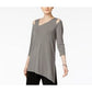 Blusa feminina Alfani com ombros descobertos e assimétrica, cinza, tamanho médio