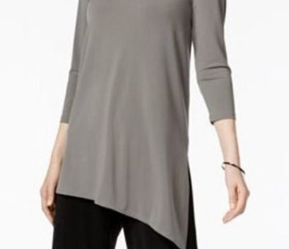 Blusa feminina Alfani com ombros descobertos e assimétrica, cinza, tamanho médio