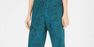 Calça feminina estampada NY Collection, verde, tamanho pequeno, grande